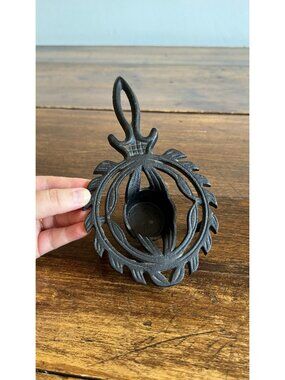Vintage Cast Iron Trivet Warmer with Raised Feet and Tealight Candle Holder